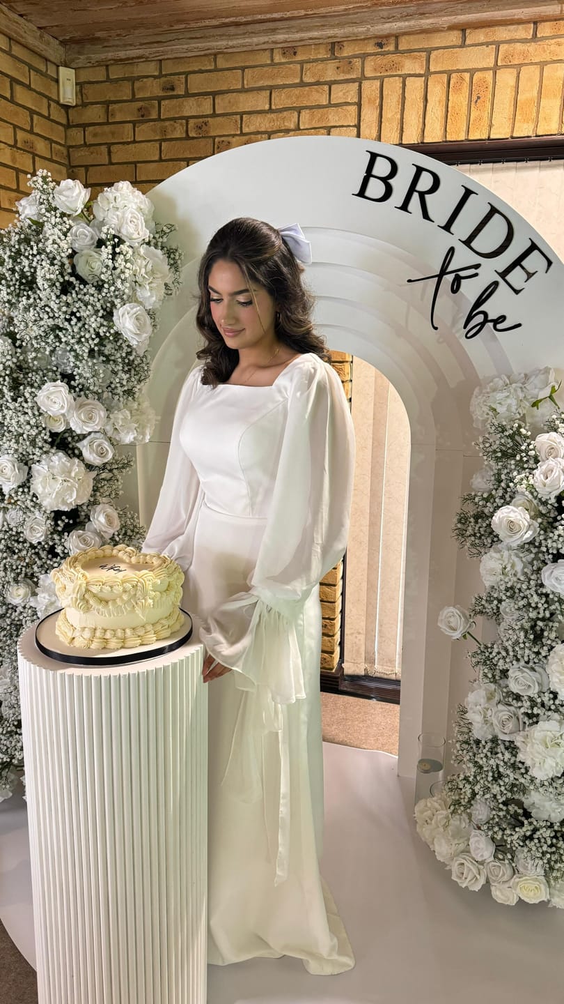 Customer photo review of Simple White Elegant Modest Evening Dress