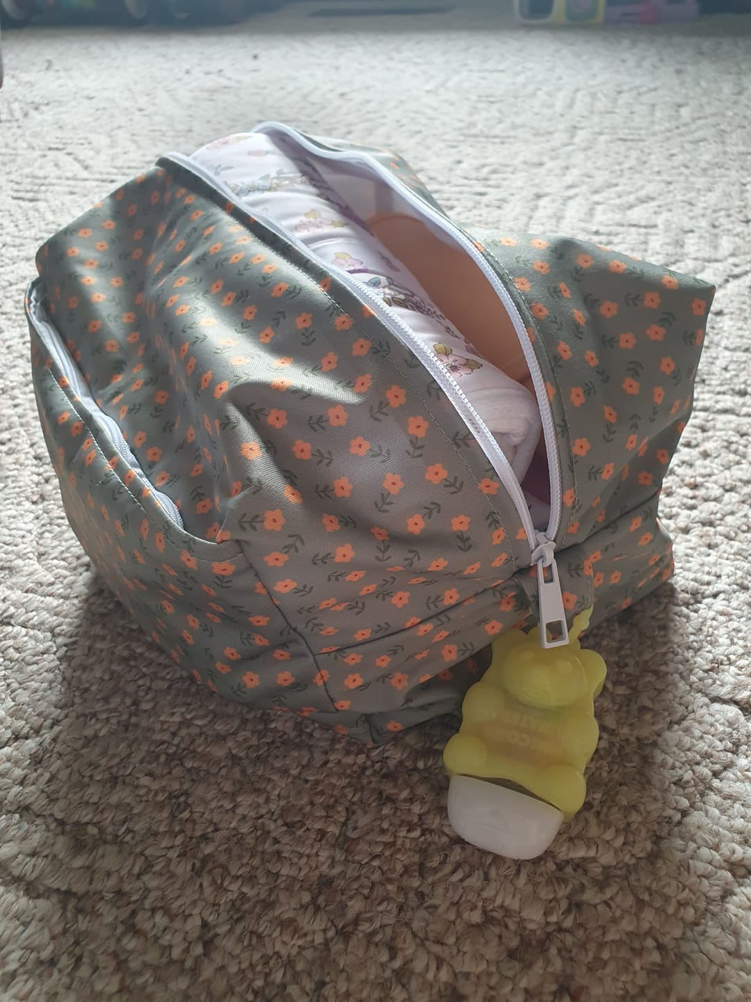 Customer photo review of Patterned Water Resistant Diaper Pod Travel Cube