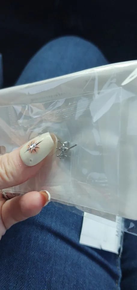 Customer photo review of Sterling Silver Balloon Dog Earrings