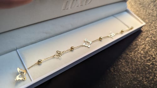 Customer photo review of 10KT Gold Butterfly By The Yard Bracelet 078