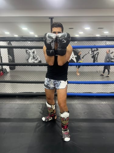 Customer photo review of Watercolor White Bengal Tiger Print Muay Thai Boxing Shorts
