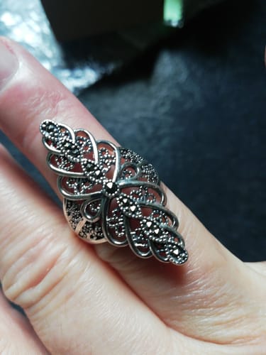 Customer photo review of Liu - Bague Argent et Marcassite
