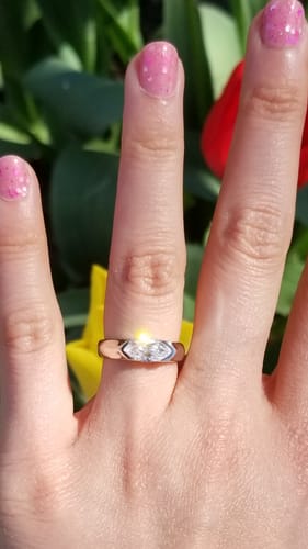 Customer photo review of East-West Solitaire 1ct Bezel CZ Ring in Sterling Silver
