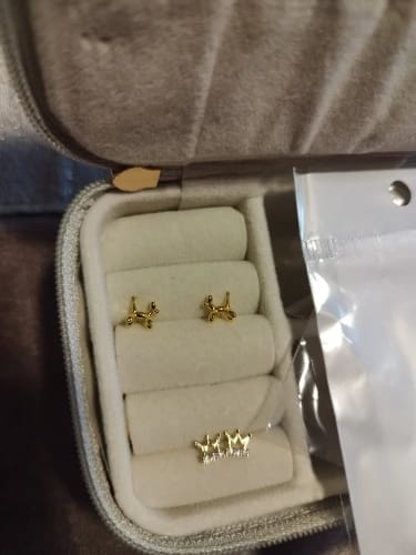 Customer photo review of Sterling Silver Balloon Dog Earrings