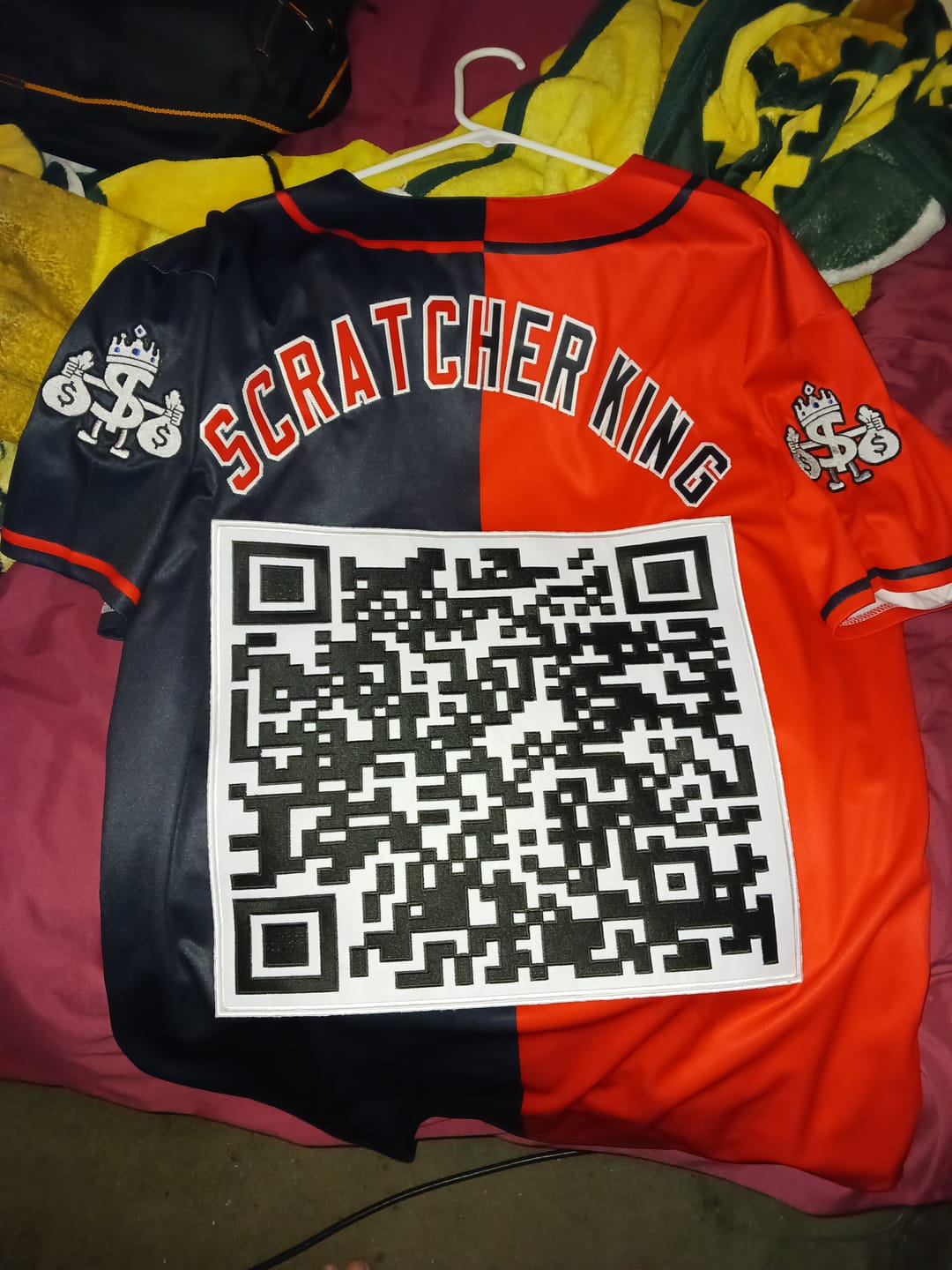 Customer photo review of Custom Black Red-White Hook Split Fashion Authentic Baseball Jersey