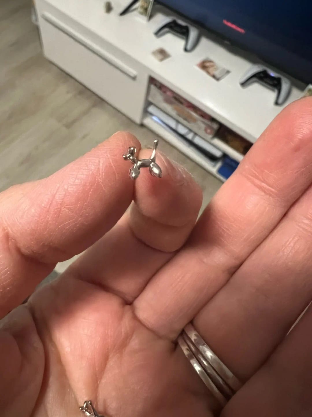 Customer photo review of Sterling Silver Balloon Dog Earrings