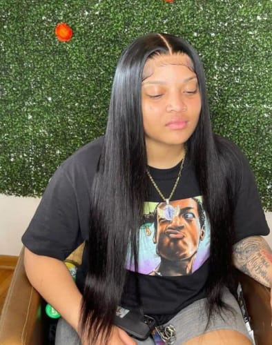 Customer photo review of Silky Straight 360 Lace Front Wig High Quality Human Hair Wigs 180% Density Wigs