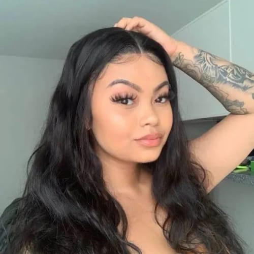 Customer photo review of Karlami Skinlike Swiss HD Lace 13x4 Full Frontal Body Wave Wig Match All Skin Tones