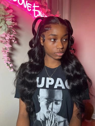 Customer photo review of Karlami Skinlike Swiss HD Lace 13x4 Full Frontal Body Wave Wig Match All Skin Tones