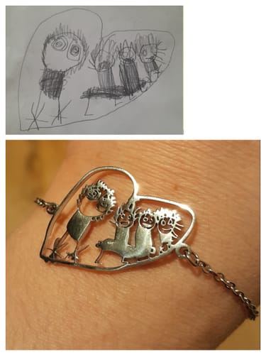 Customer photo review of Persönliche Kinderzeichnung als Halskette oder Anhänger in Gold