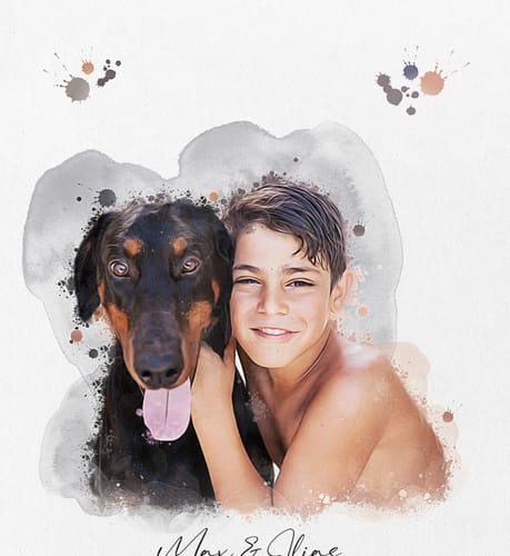 Customer photo review of Πορτραίτο Δικό Σας μαζί με το Κατοικίδιο σας - Νερομπογιά