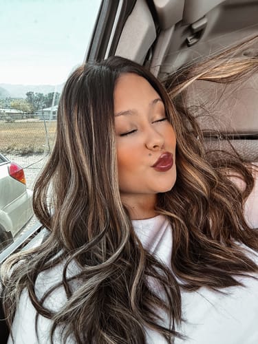 Customer photo review of Beka 195 | Brown with golden blond balayage Wig