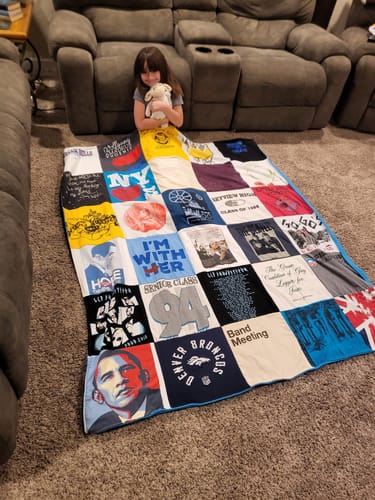T-shirt quilt with politics, community service themes by Kimberly from CO