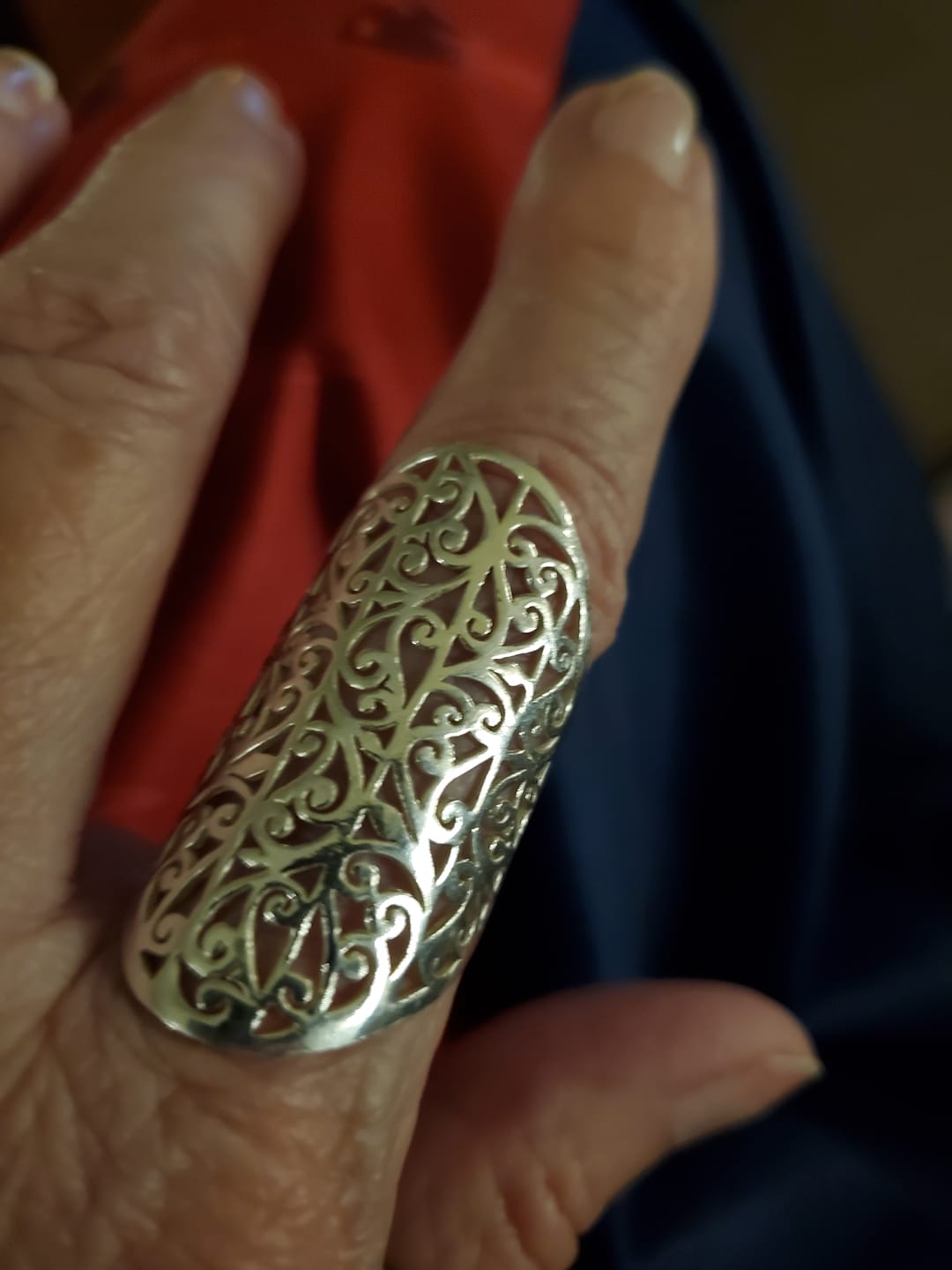 Customer photo review of Full Finger Statement Sterling Silver Ring