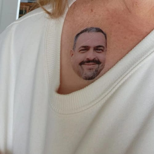 Customer photo review of Custom Photo Face Temporary Tattoo