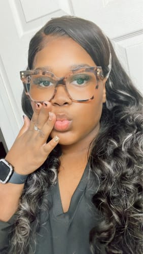 Customer photo review of Karlami Skinlike Swiss HD Lace 13x4 Full Frontal Body Wave Wig Match All Skin Tones