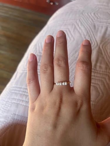Customer photo review of Dainty Fresh Water Pearl 18k Gold Ring