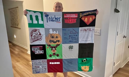 T-shirt quilt featuring warriors by Theresa from NJ
