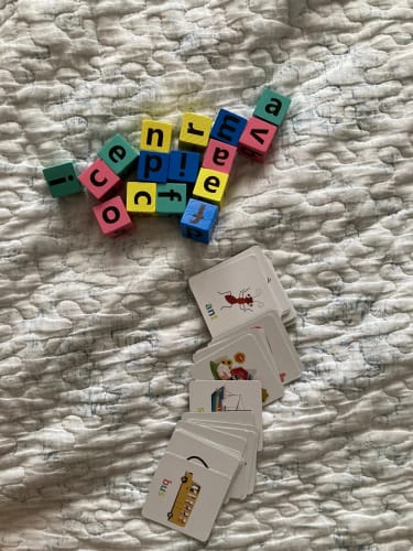 Customer photo review of Matching Letter Game - 54 Word Cards