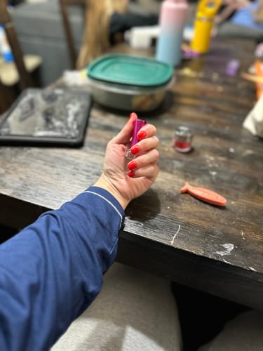 Customer photo review of D544 Babe Red Crème Dip Powder