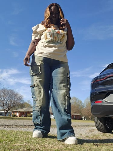 Customer photo review of Brooklyn Bleached Cargo Pants up to 3XL (Vintage Blue)