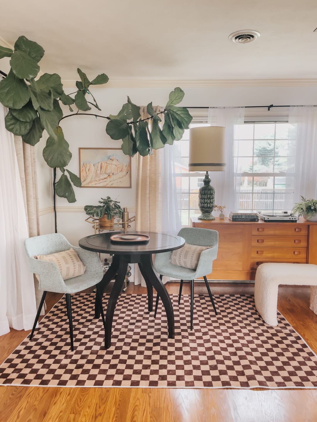 Customer photo review of Chocolate Brown Checkered Rug