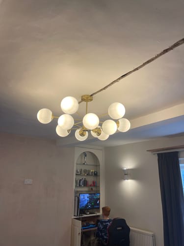 Customer photo review of 12-Light Two-tier Sputnik Opal Globe Chandelier