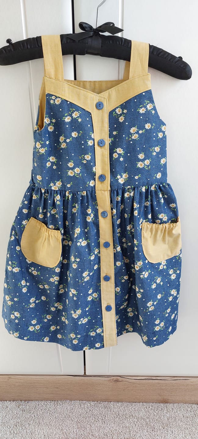 Customer photo review of Daisies Chambray Denim Fabric