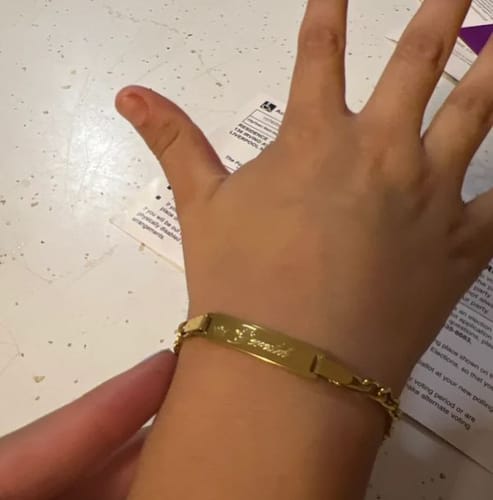 Customer photo review of Personalized Baby Name and Birthstone Bracelet