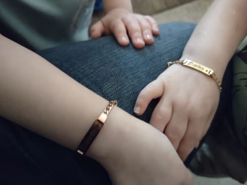 Customer photo review of Personalized Baby Name and Birthstone Bracelet