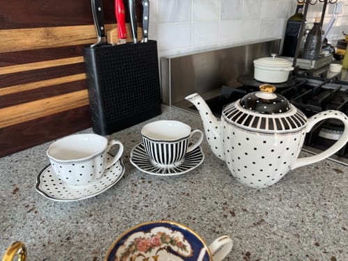 Customer photo review of Black Josephine Stripes and Dots Fine Porcelain Teapot