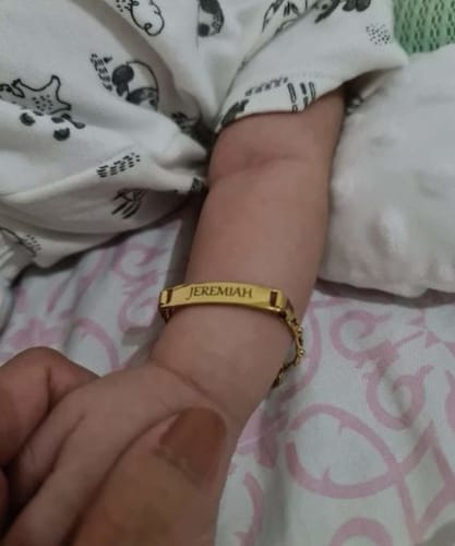 Customer photo review of Personalized Baby Name and Birthstone Bracelet