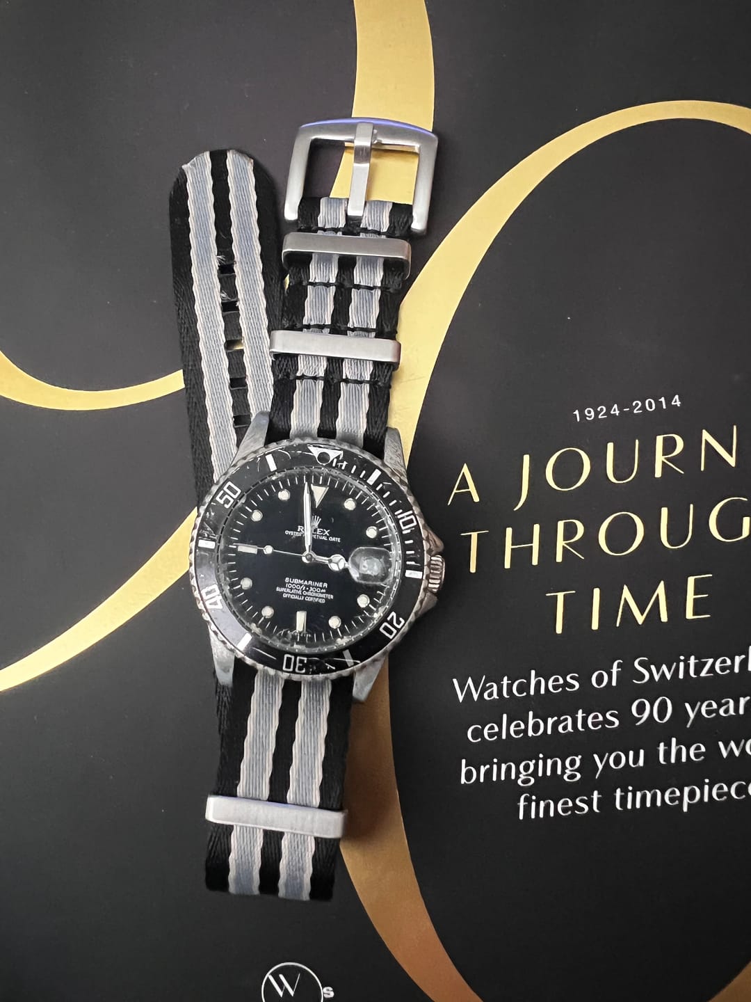 Customer photo review of Premium Woven Military Style Watch Strap - Black, Grey and Beige (No Time To Die Strap)