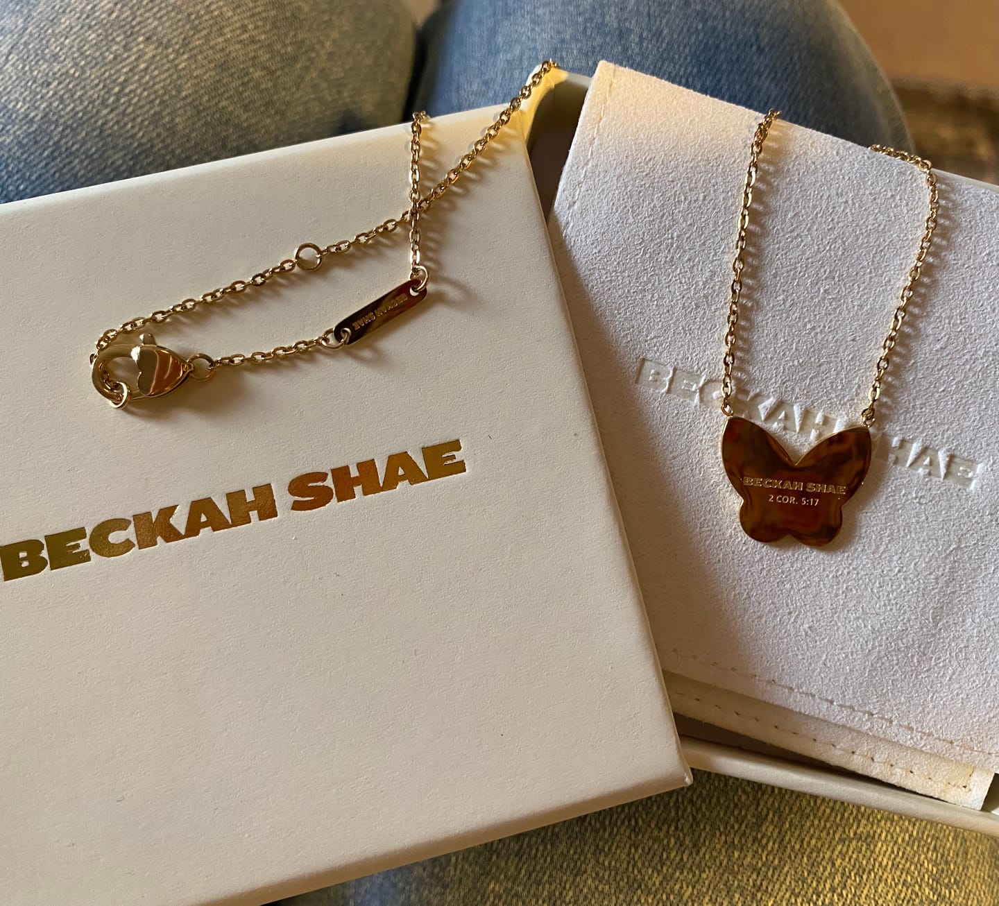 Customer photo review of BUTTERFLY PENDANT NECKLACE