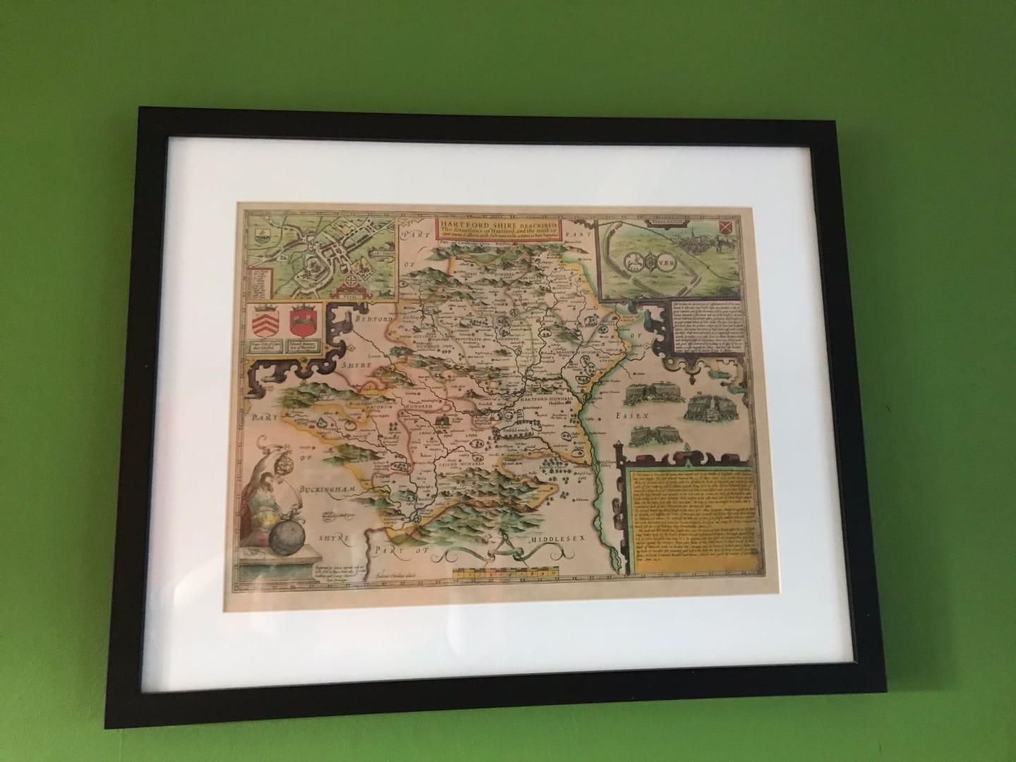Customer photo review of Old Map of Hertfordshire in 1611 by John Speed - Stevenage, St Albans, Watford, Hemel Hempstead