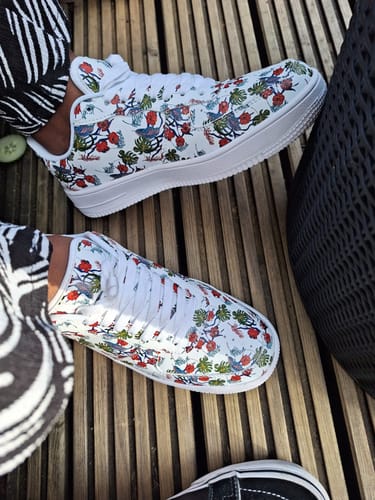 Customer photo review of Botanist Floral Low Top Leather Mens White Sneakers