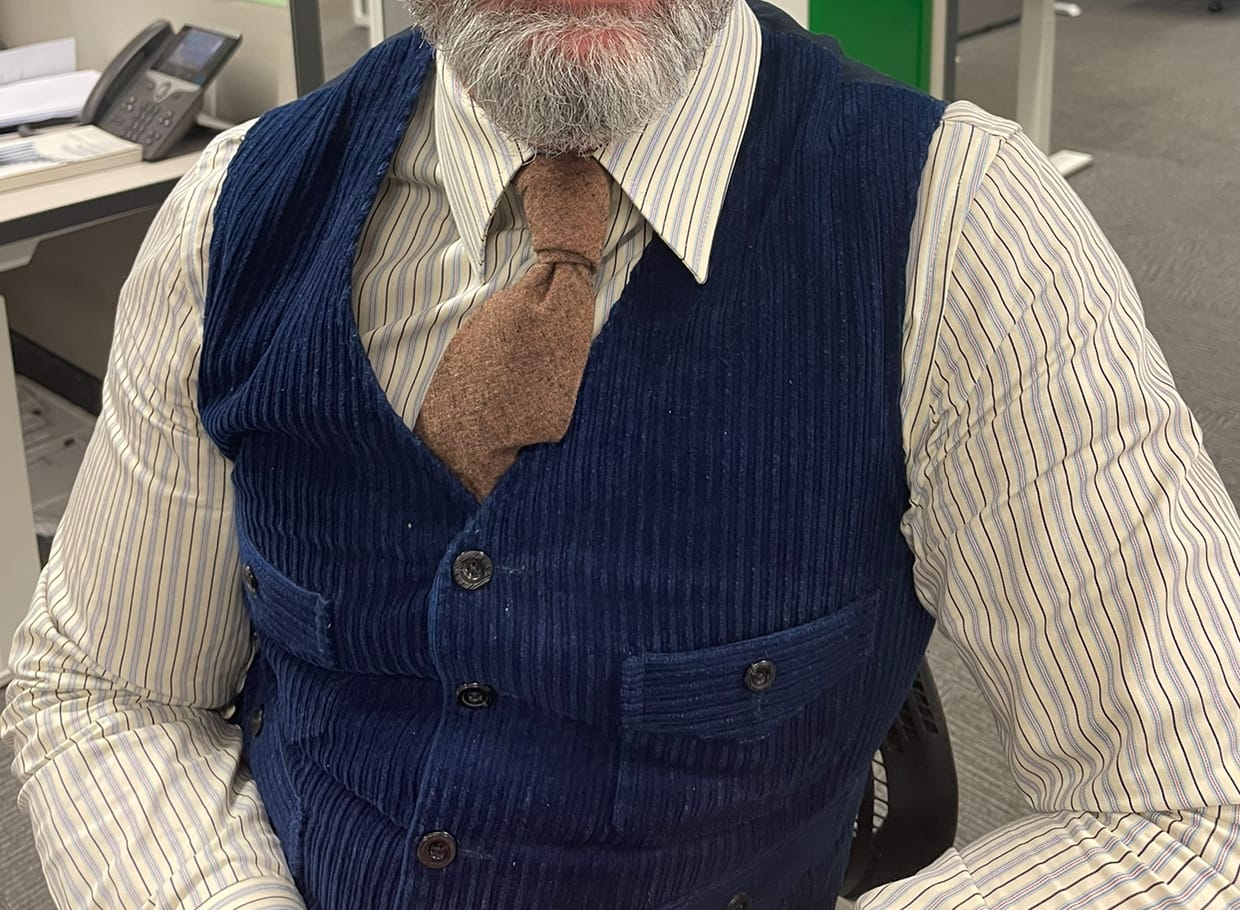 Customer photo review of 1920s Indigo Corduroy Work Vest