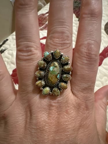Customer photo review of Gorgeous Handmade Royston Turquoise And Sterling Silver Adjustable Ring