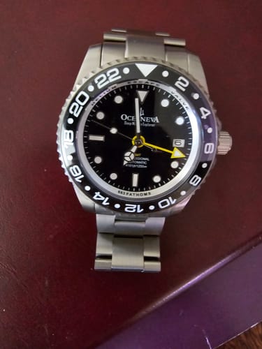 Customer photo review of Oceaneva™ Men's GMT TITANIUM Automatic Deep Marine Explorer 1250M Black Ceramic Bezel Watch
