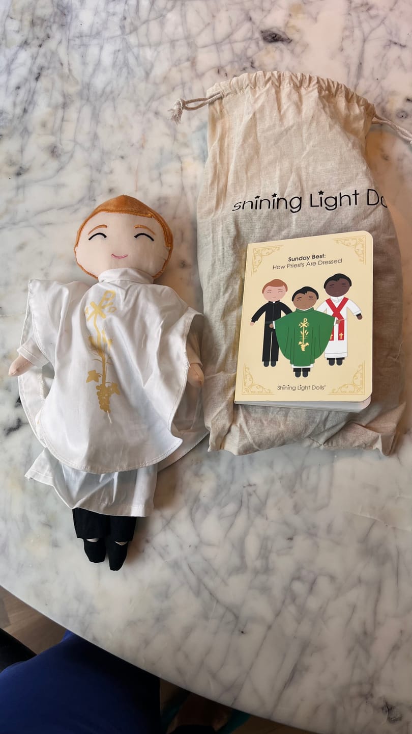 Customer photo review of Father Paul Catholic Priest Rag Doll 14 Piece Set