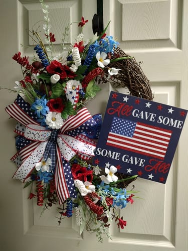 Customer photo review of 10"Sq All Gave Some, Some Gave All Navy/Red/White/Blue AP8876