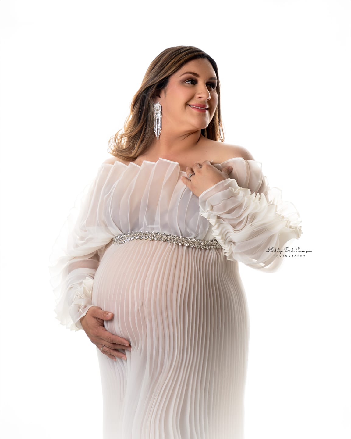 Customer photo review of Fashion Organza Pleated  Maternity Dress for Photo Shoots,Dress for Pregnancy Photo Shoot YW230726