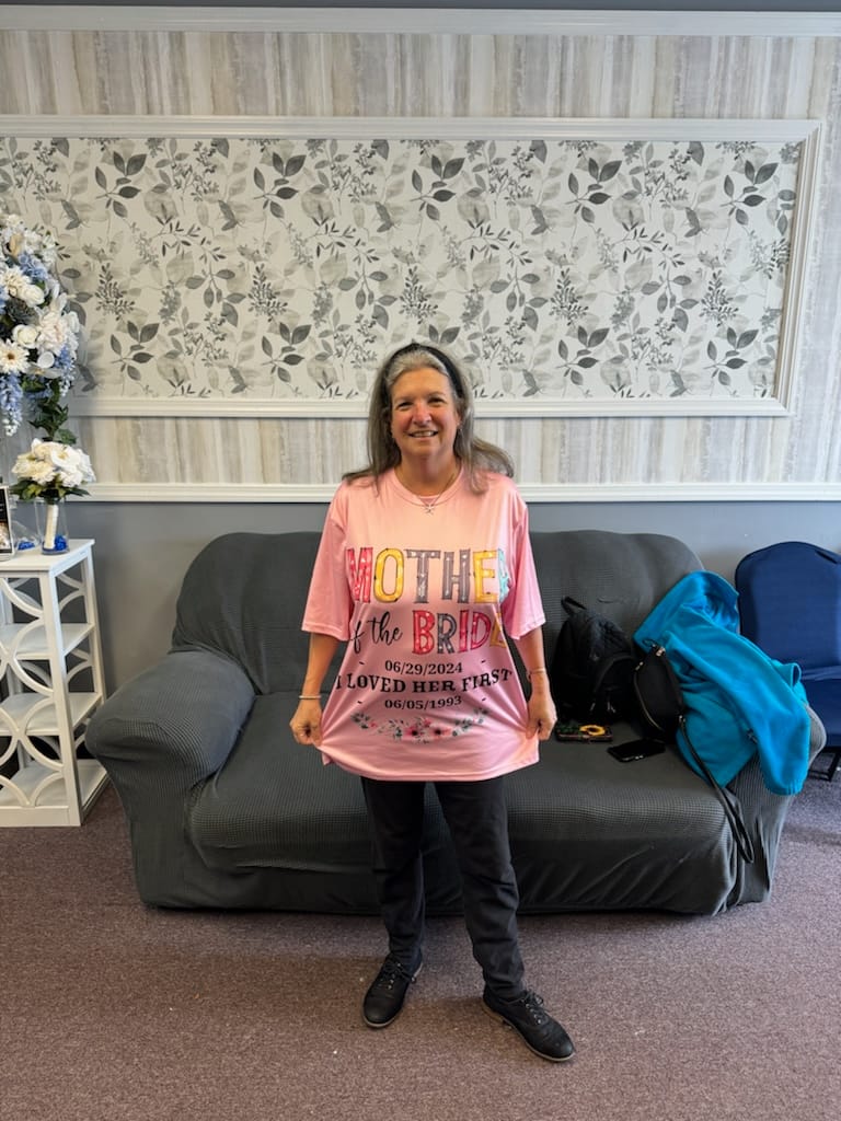 Customer photo review of Mother Of The Bride I Loved Her First Custom Wedding Date And Birth Date Shirt Gift For Mom