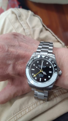 Customer photo review of Oceaneva™ Men's GMT TITANIUM Automatic Deep Marine Explorer 1250M Black & White Ceramic Bezel Watch
