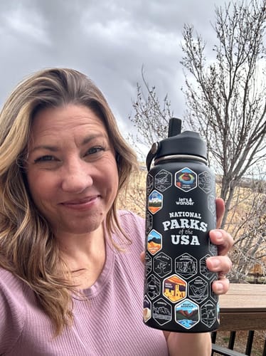Customer photo review of Let's Wander™ National Parks Water Bottle + Stickers