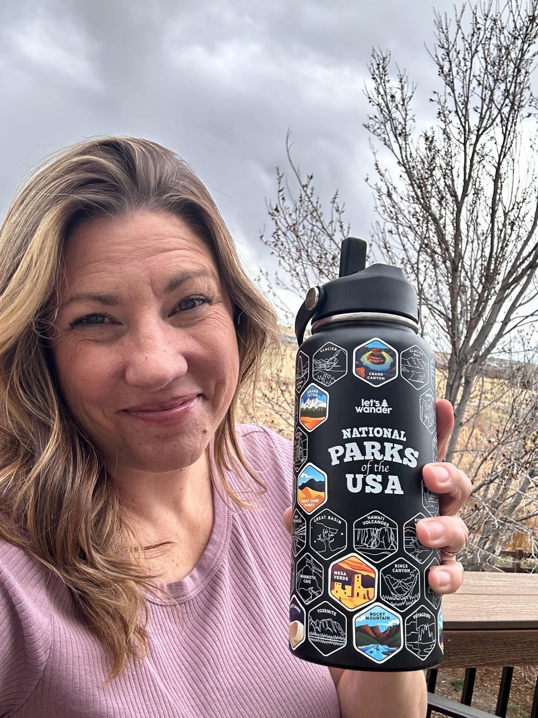 Customer photo review of Let's Wander™ National Parks Water Bottle + Stickers