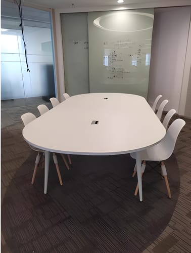 Customer photo review of White Oval Conference Table Long Table Office Desk