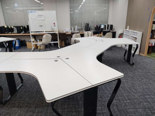 Customer photo review of Modern and Minimal Efficient 3 Person Office Desk