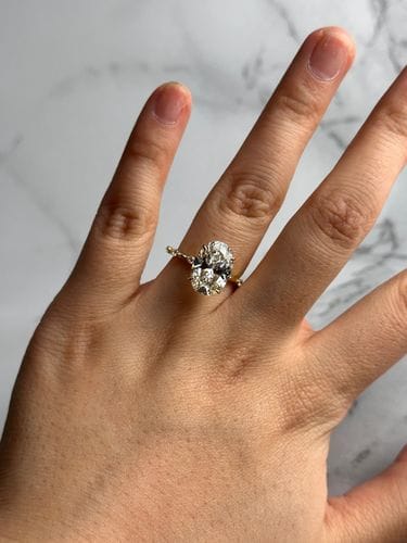 Customer photo review of S925 Yellow Gold 5.5Ct Oval Cut Engagement Ring In Sterling Silver