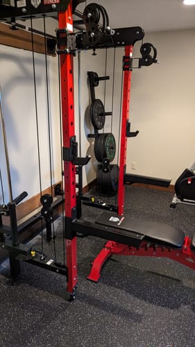 Customer photo review of Major Fitness F35 All-In-One Home Gym Wall-Mount Folding Power Rack
